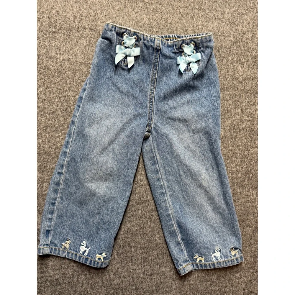 Gymboree Vintage 2004 Toddler Girls Poodle Embroidered Denim Jeans Blue 2T